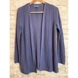 J. Jill Sweater Womens Small Petite Light Navy Open Front Cardigan Cotton Linen